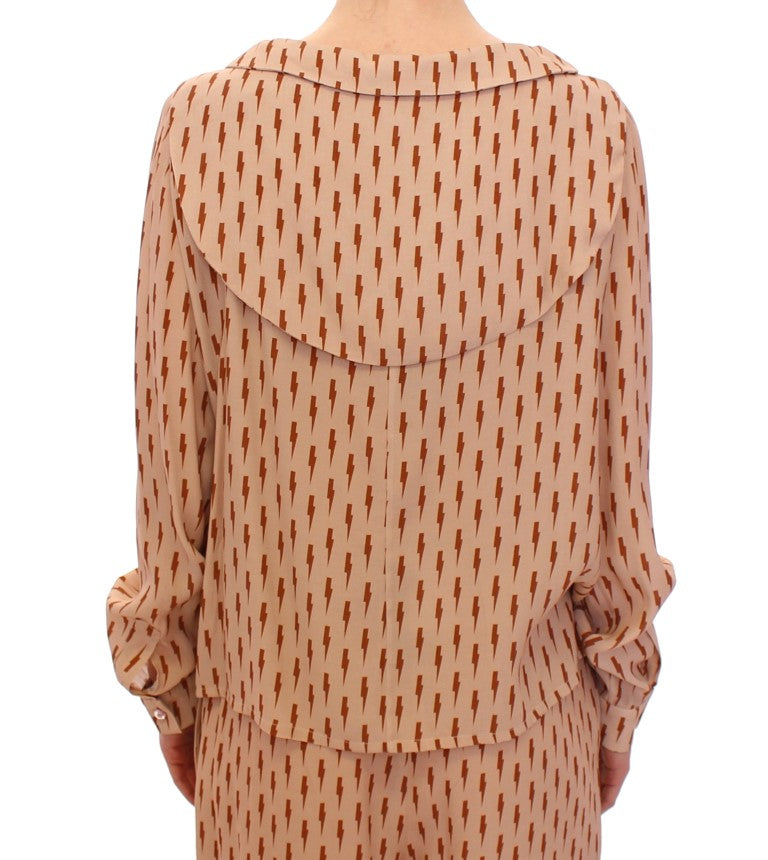 Pink Long Sleeve Button Front Blouse Shirt