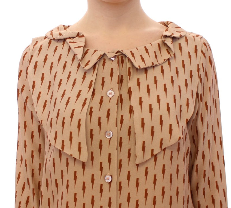 Pink Long Sleeve Button Front Blouse Shirt