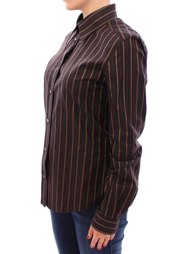 Black Striped Cotton Button Down Shirt