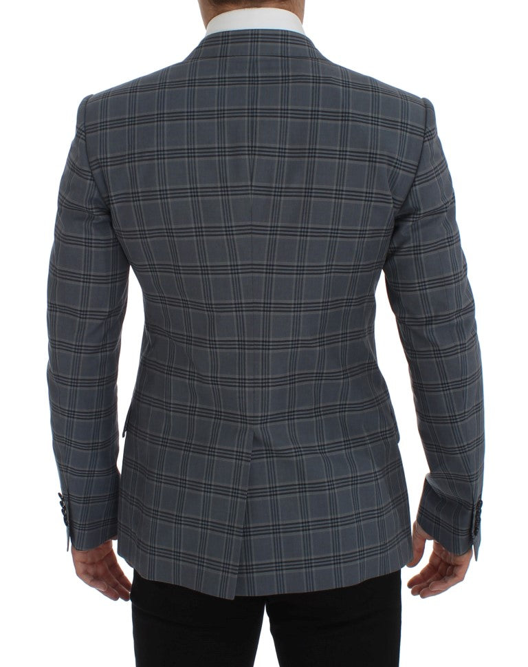 Blue Checkered Slim Fit Blazer Jacket