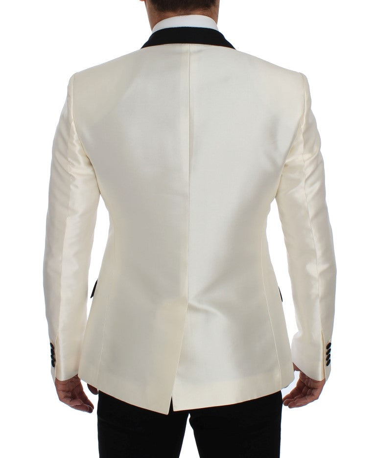 White Black Silk 2 Piece Blazer