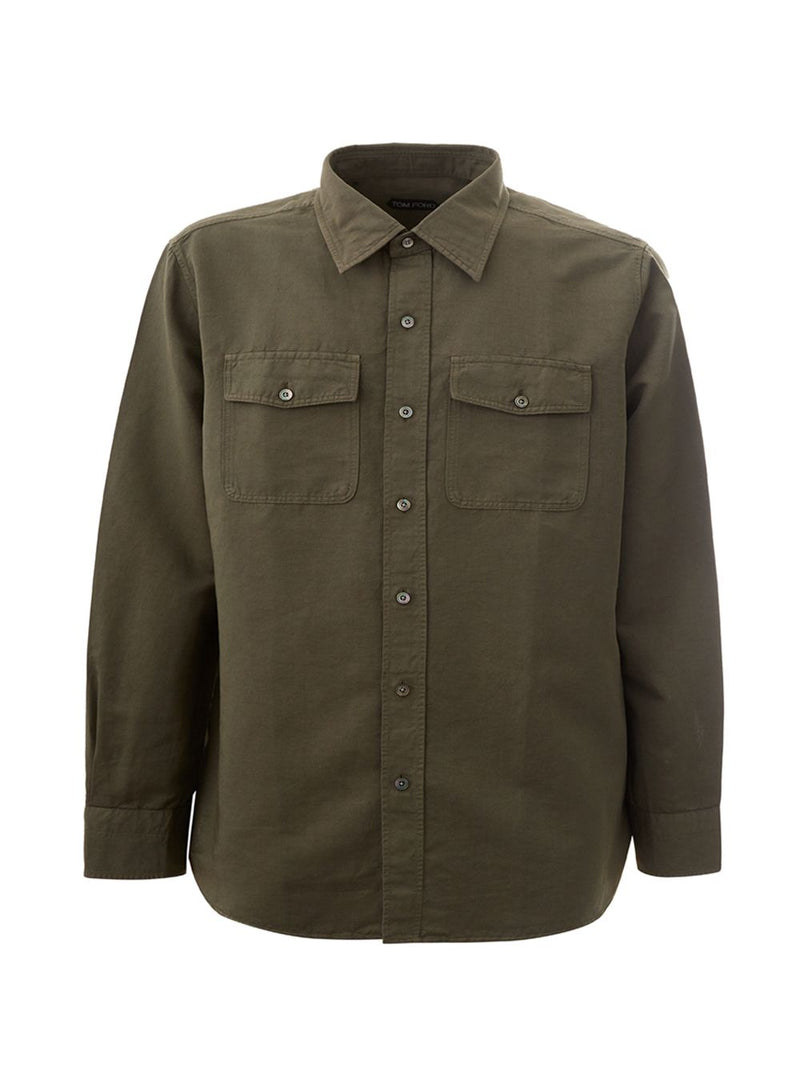 Linen Blend Regular Fit Shirt in Green