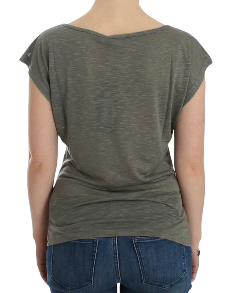 Gray print capsleeve t-shirt