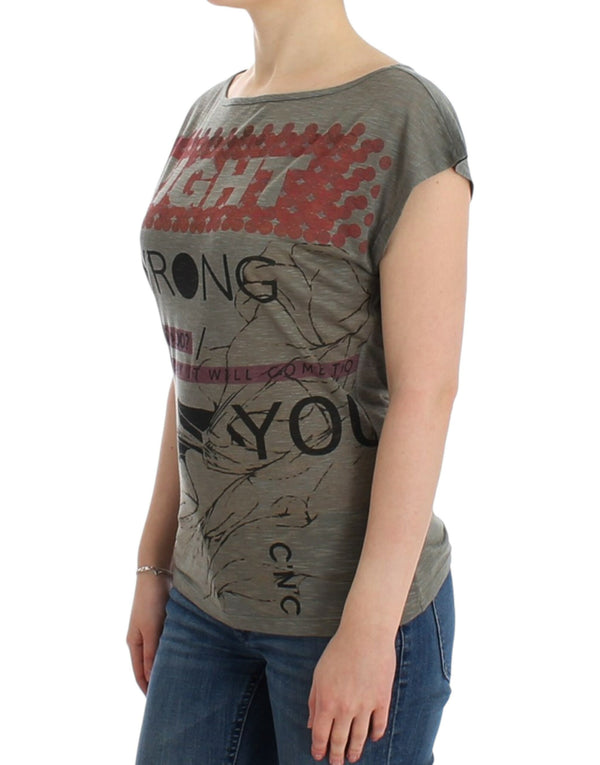 Gray print capsleeve t-shirt