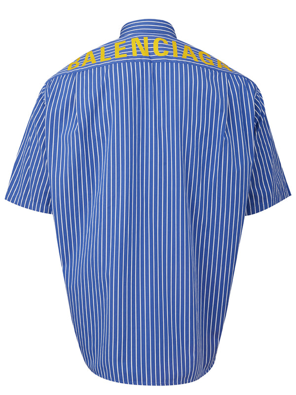 Blue Striped Shirt with Logo