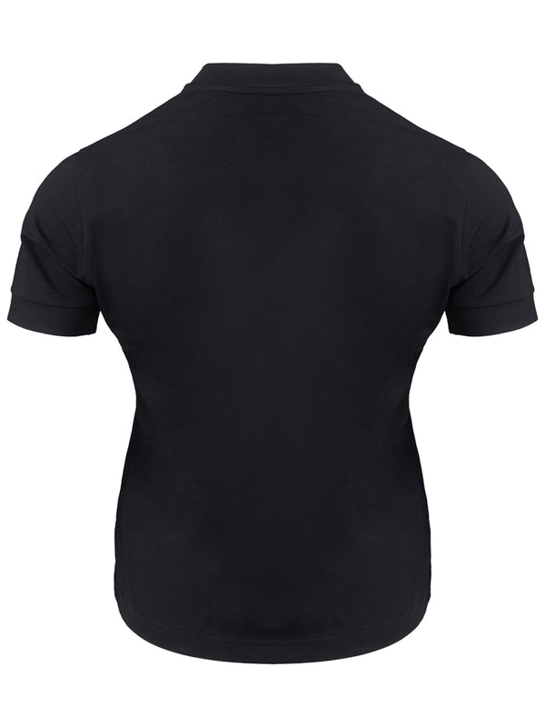 Black Viscose T-Shirt with White Logo