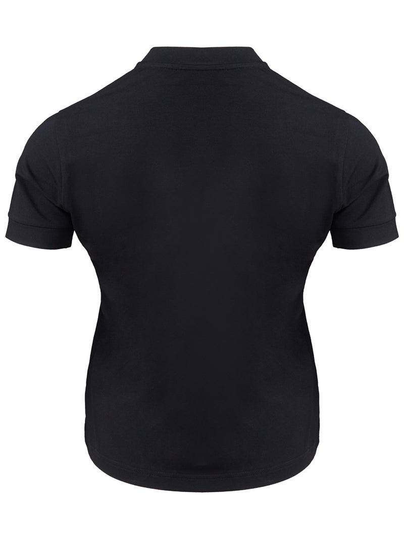 Black Viscose T-Shirt with White Logo