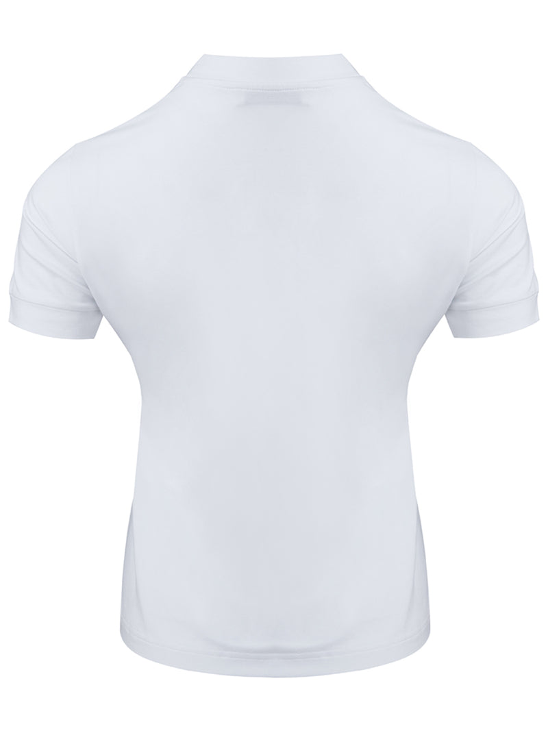 White Viscose T-Shirt with Black Logo