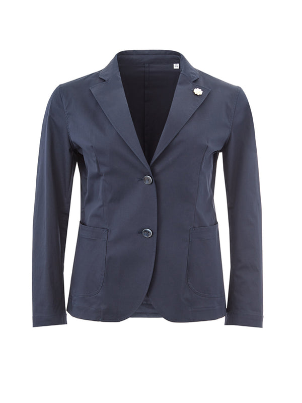 Blue Two Bottons Cotton Jacket