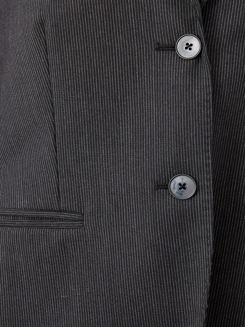 Grey Pinstripe Wool Jacket