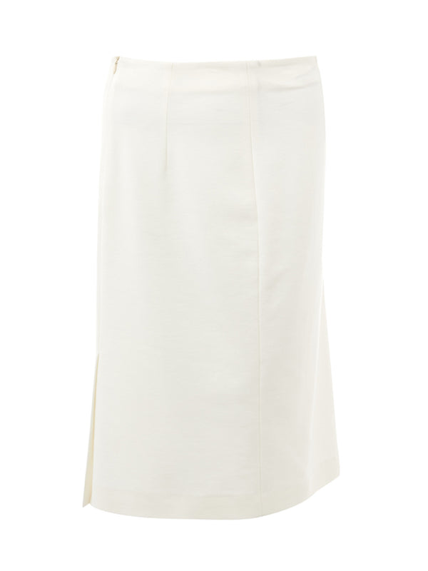 White Viscose Pencil Skirt