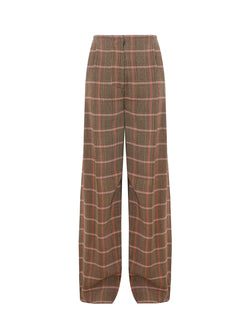 Micro Checked Viscose Palazzo Trousers