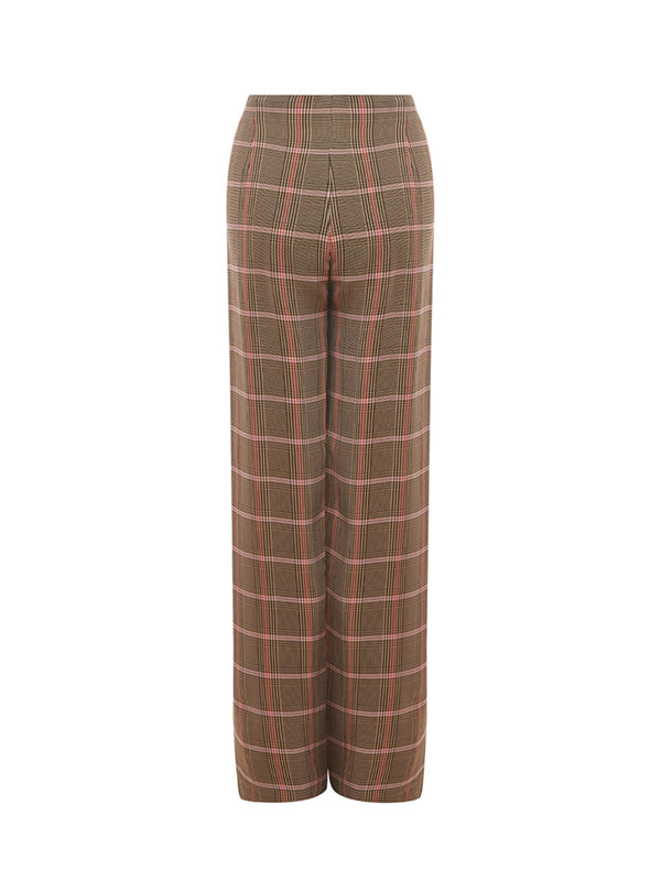 Micro Checked Viscose Palazzo Trousers