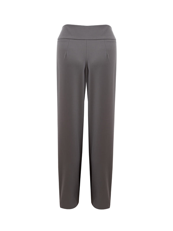 Wool Grey High Waist Palazzo Trousers