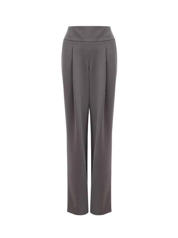 Wool Grey High Waist Palazzo Trousers