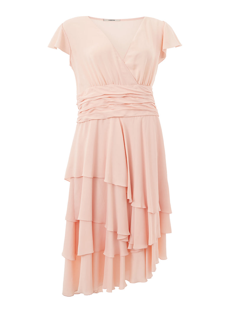 Pink Ruffled short sleeves Dress