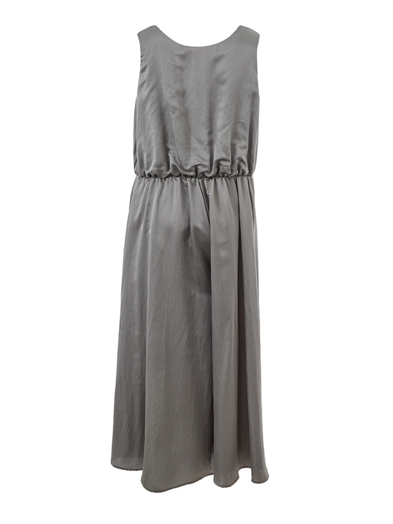 Grey Elegant Dungarees Silk Dress