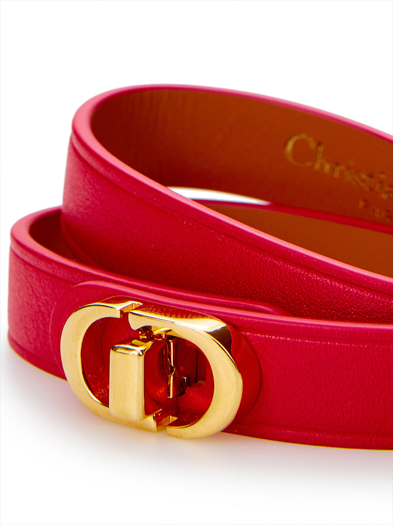 Red Leather Double Band CD Bracelet