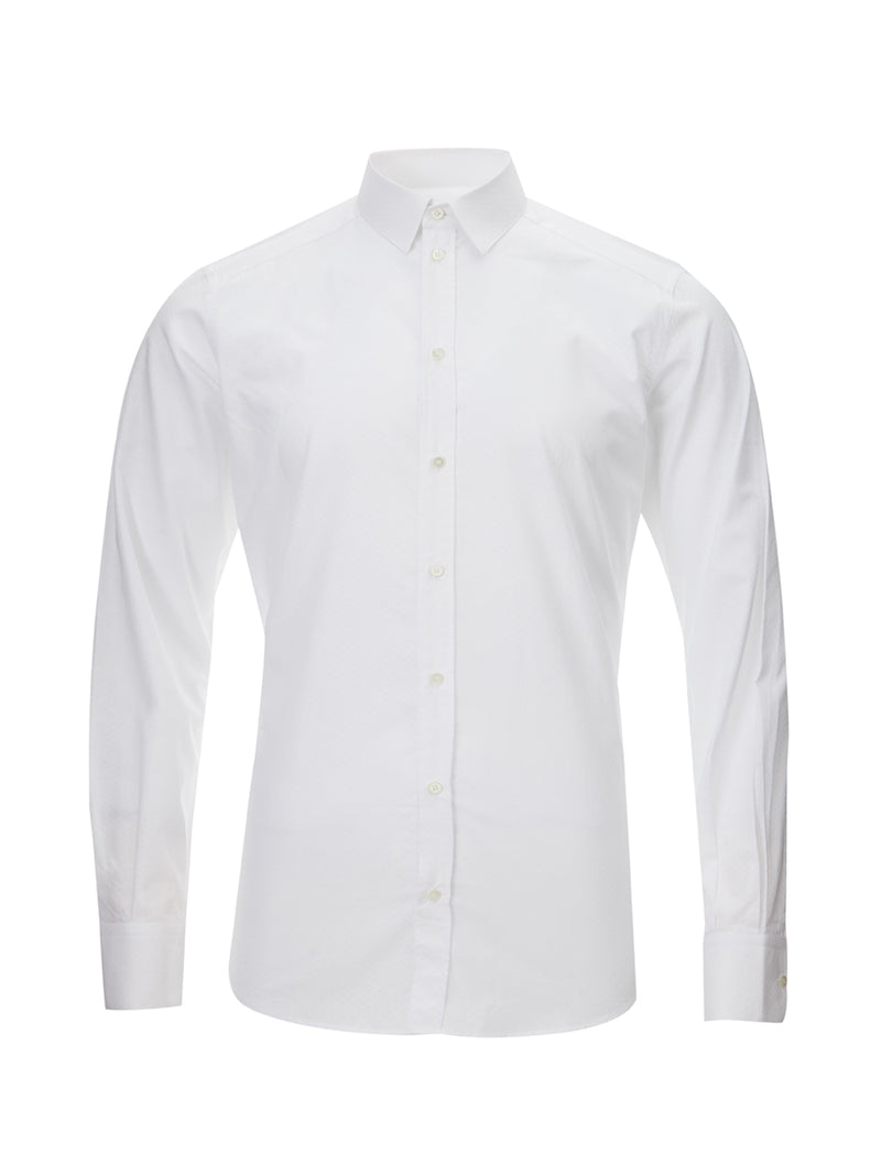 White Cotton Shirt with Micro Honeycomb detail