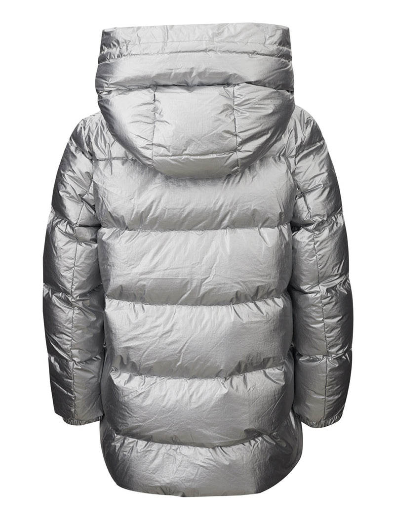 Chrome Silver Quilted Puffy Jacket