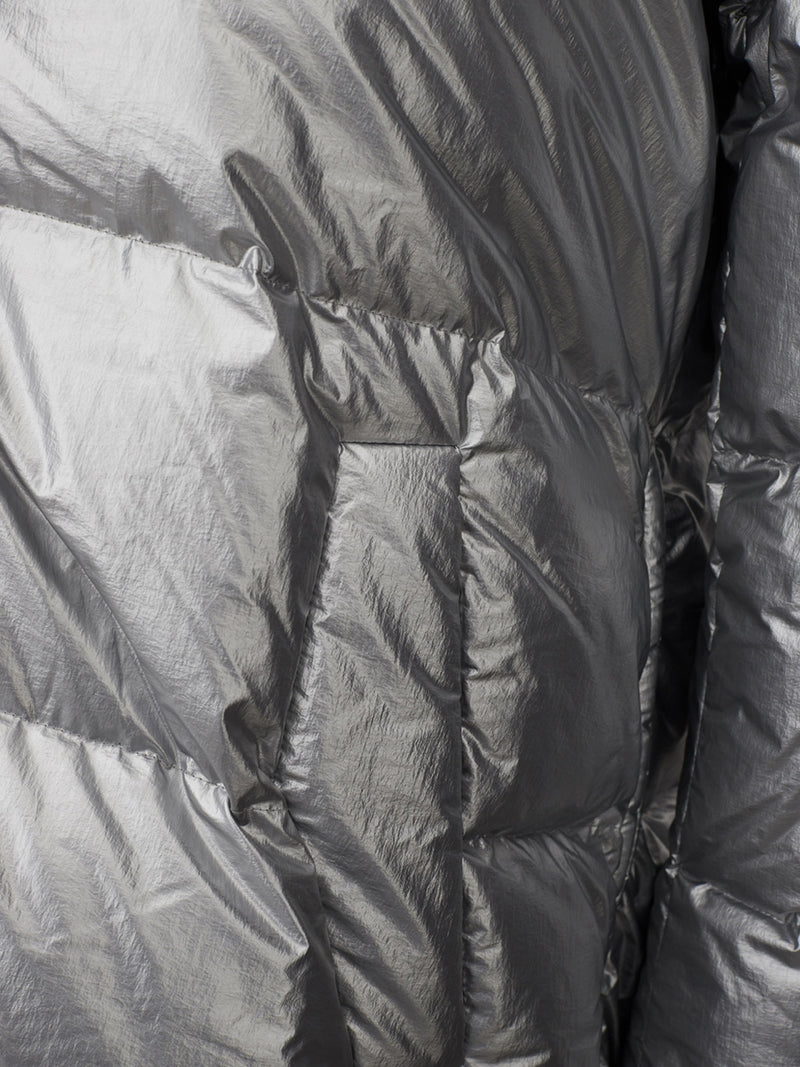 Chrome Silver Quilted Puffy Jacket