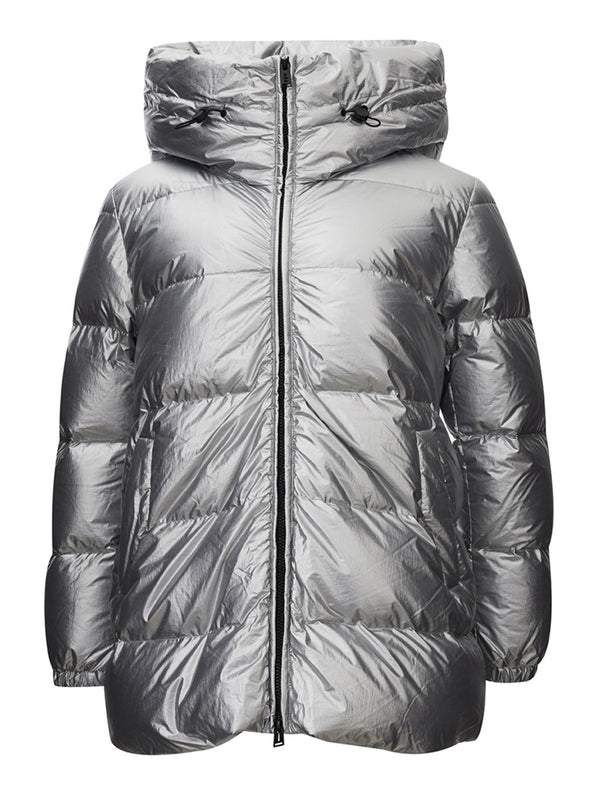 Chrome Silver Quilted Puffy Jacket