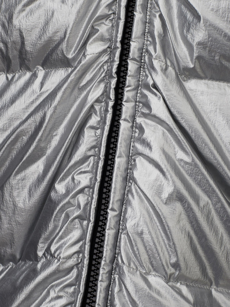 Chrome Silver Quilted Puffy Jacket