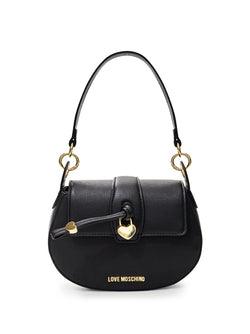 'Heart' Shoulder Bag in Black with Logo