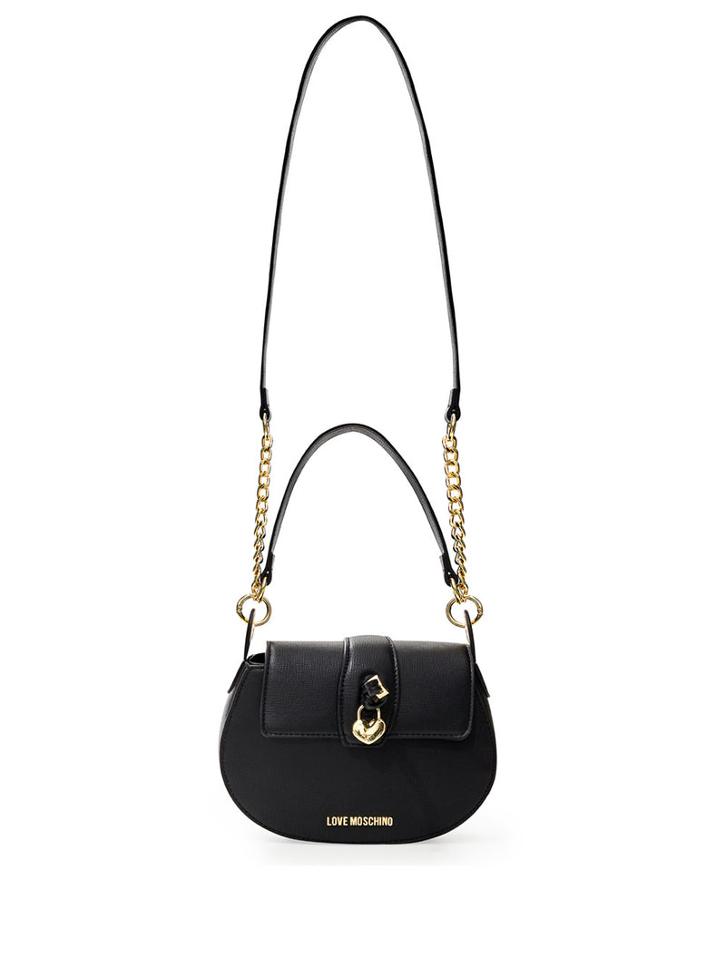 'Heart' Shoulder Bag in Black with Logo