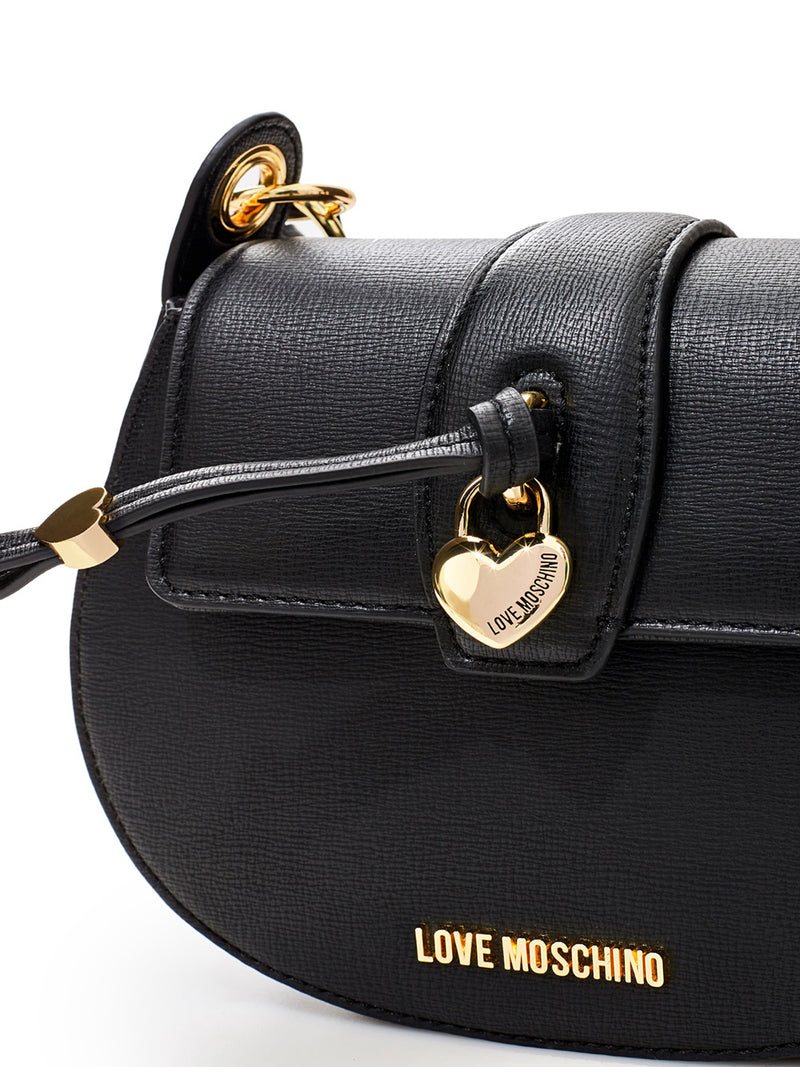 'Heart' Shoulder Bag in Black with Logo