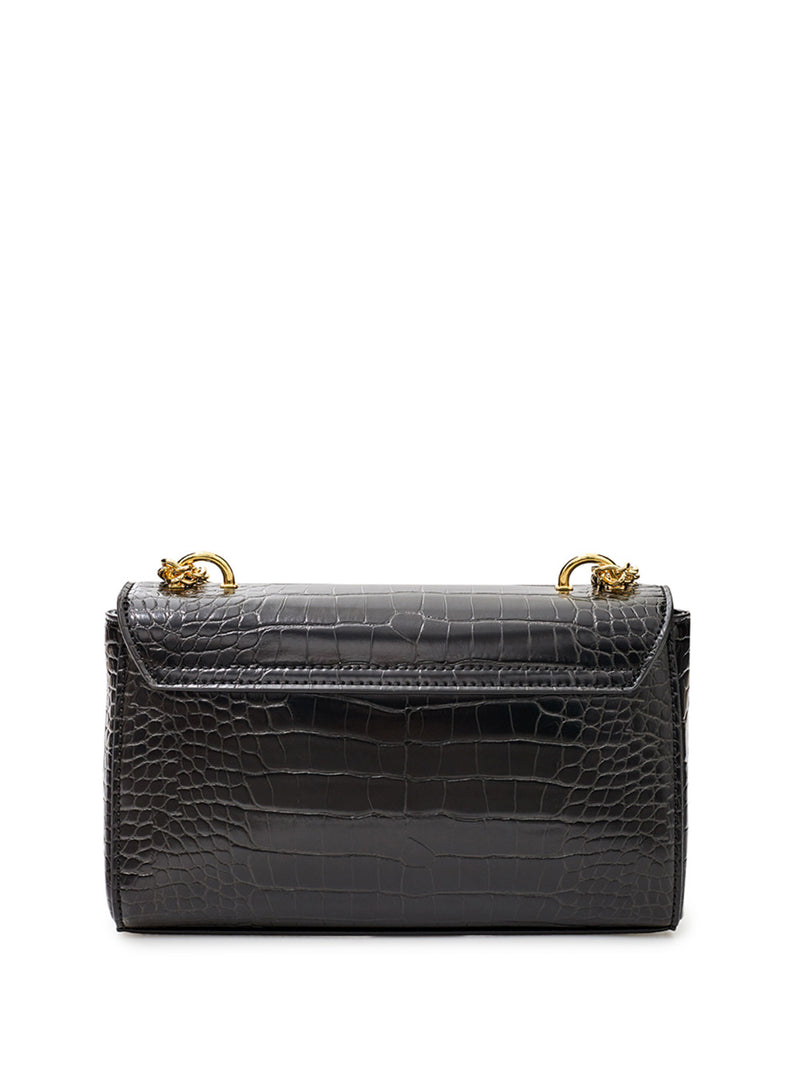 Croco Printed Shoulder Bag with Logo