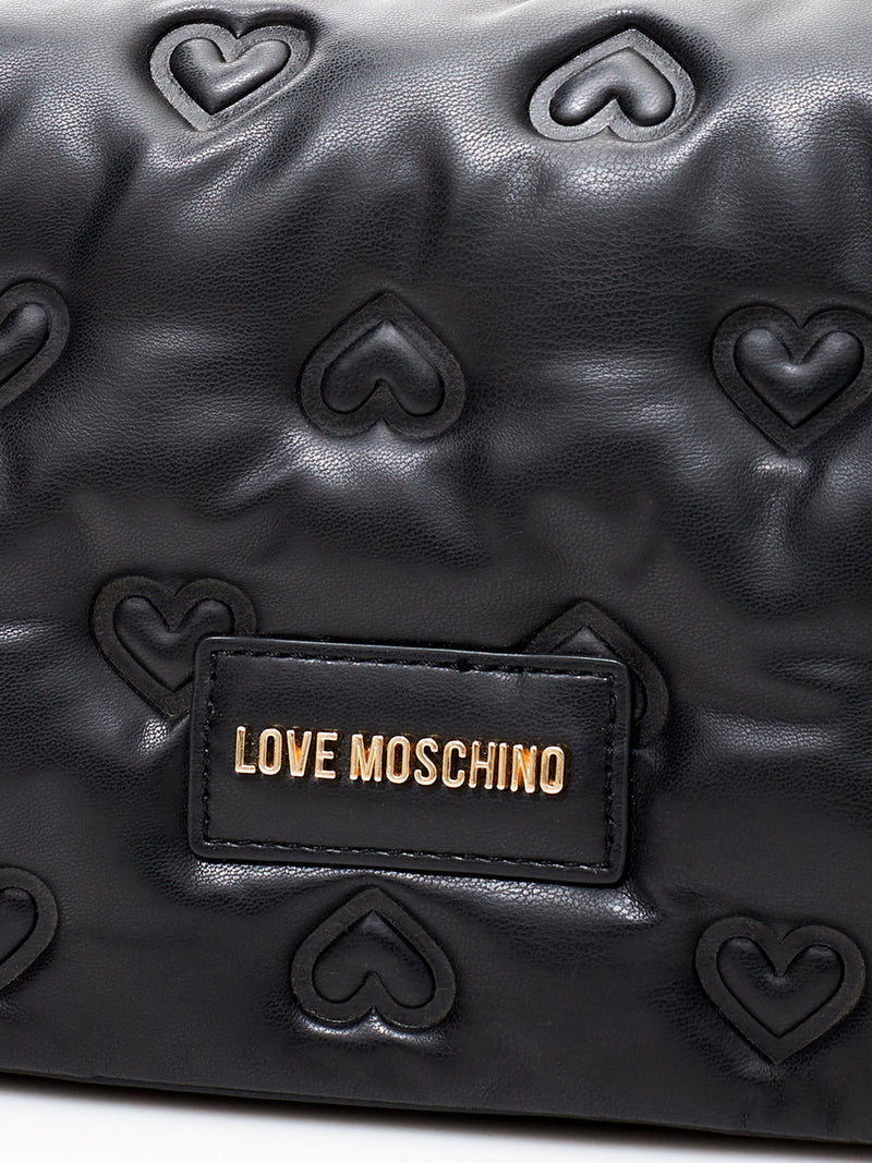 Embossed Hand Black Bag with Logo