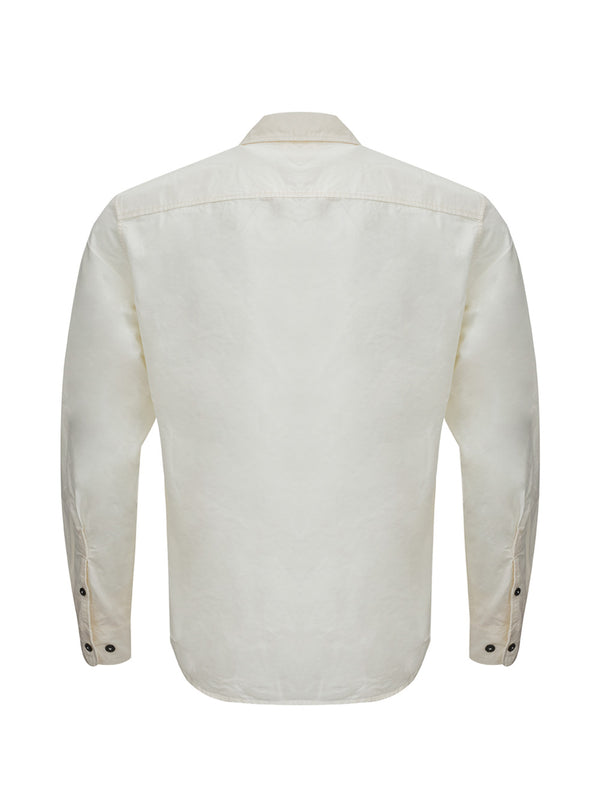 White Cotton Overshirt with Logo