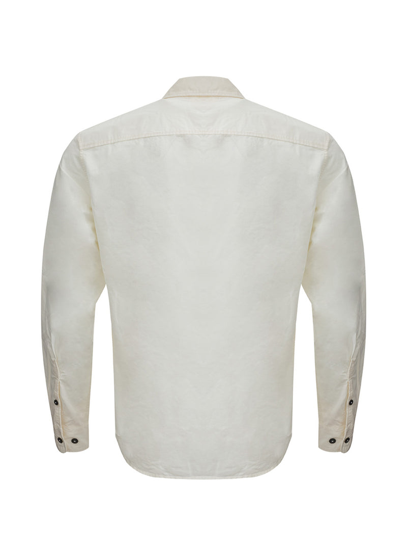 White Cotton Overshirt with Logo