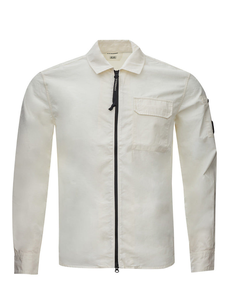 White Cotton Overshirt with Logo