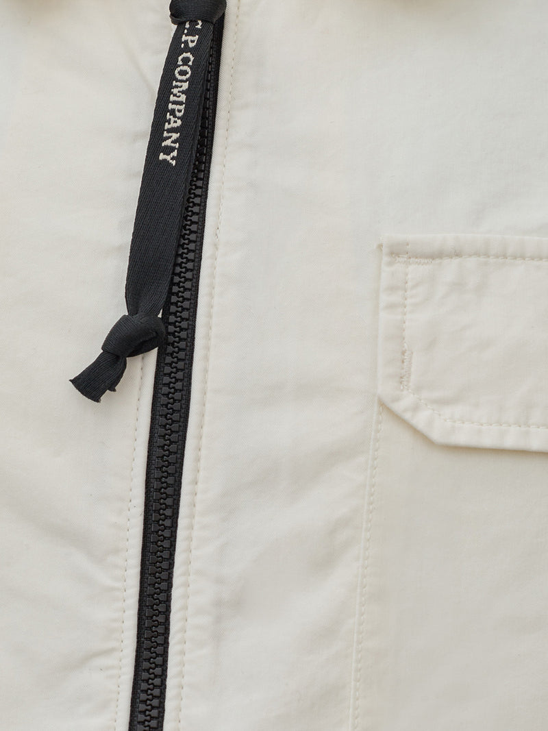 White Cotton Overshirt with Logo