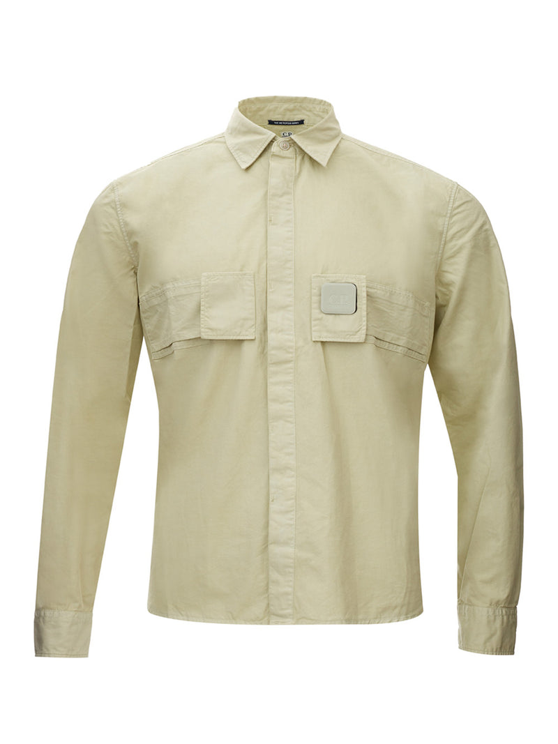 Green Attached Pockets Cotton Shirt