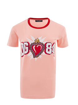 Pink Cotton T-Shirt with printed Logo