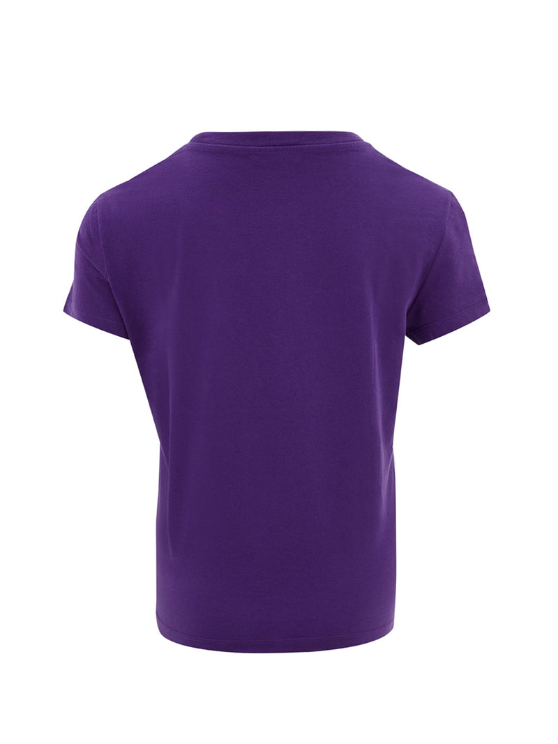 Purple Cotton T-Shirt with Front 'Eye' Contrasting print