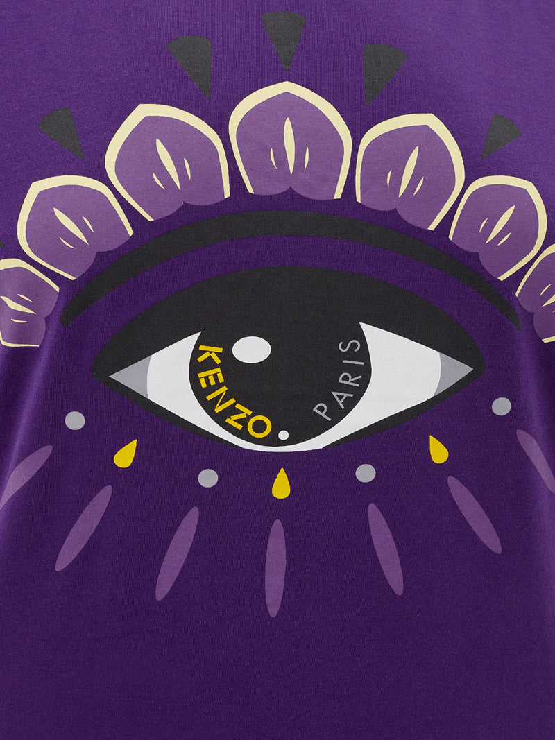 Purple Cotton T-Shirt with Front 'Eye' Contrasting print