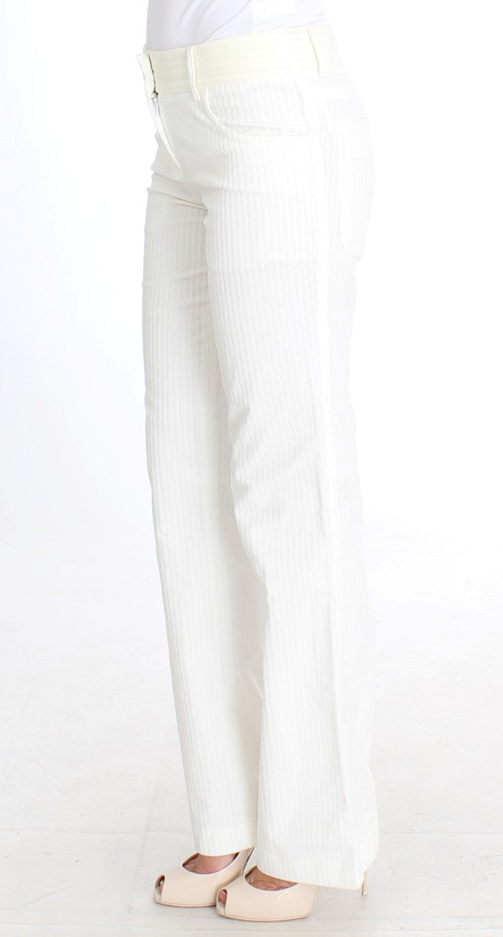 White Striped Straight Fit Pants