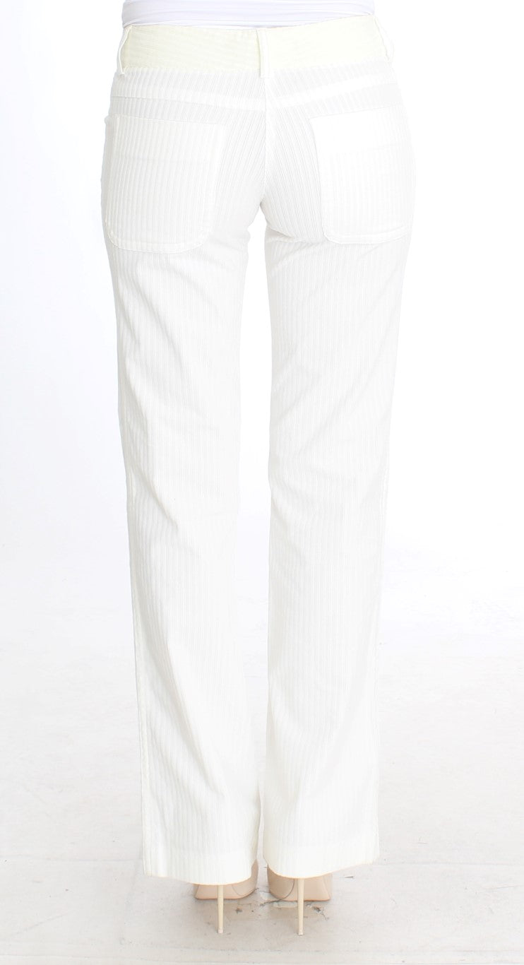 White Striped Straight Fit Pants