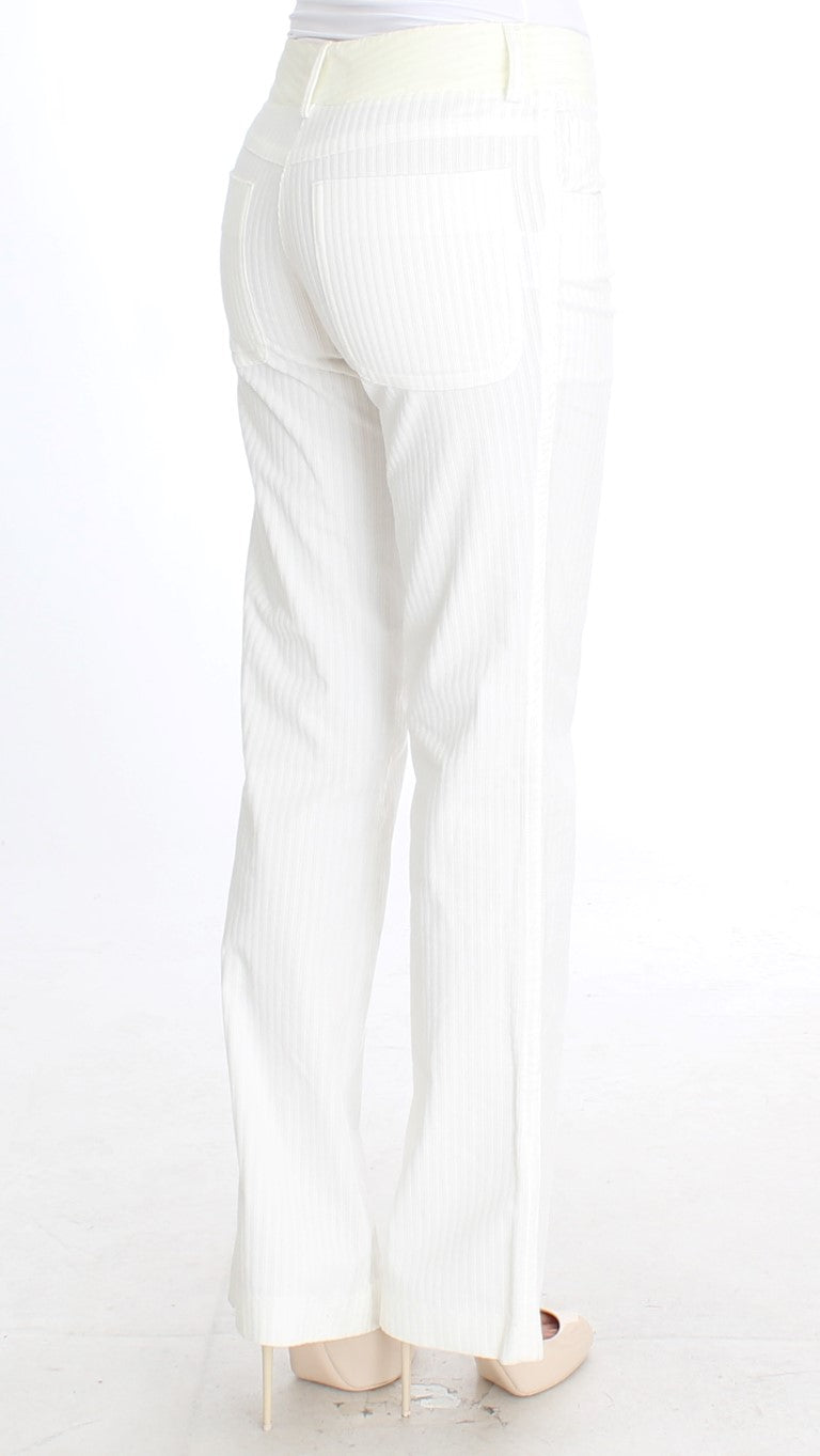 White Striped Straight Fit Pants