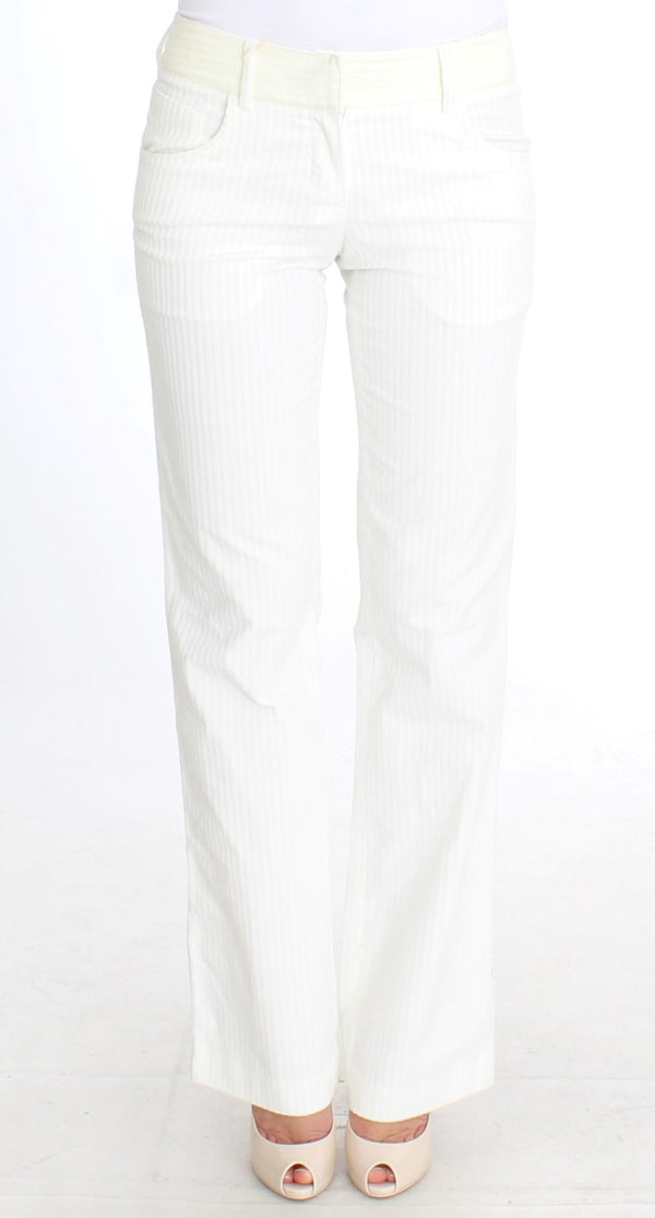 White Striped Straight Fit Pants