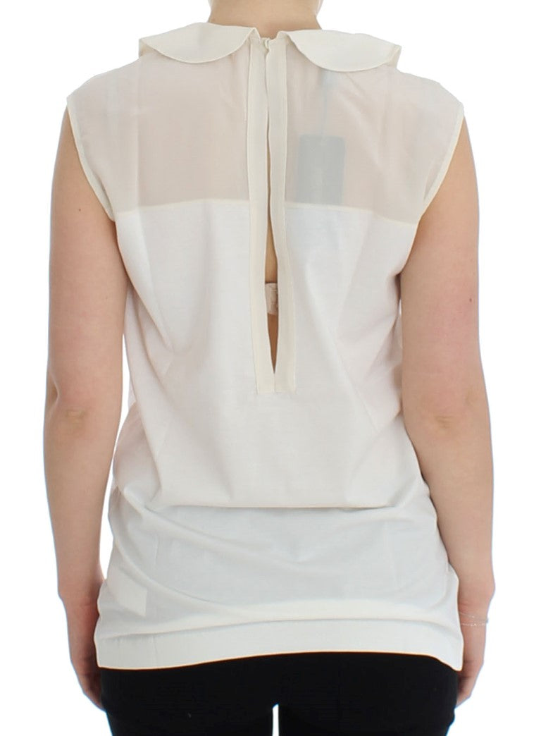 White cotton collar tank top