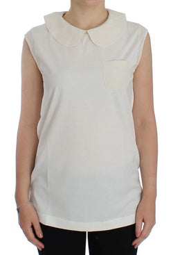 White cotton collar tank top