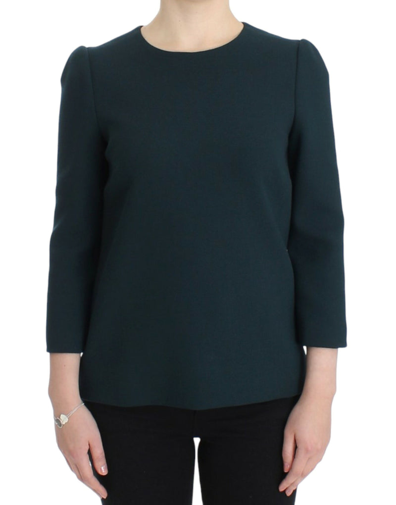 Green 3/4 sleeve wool blouse