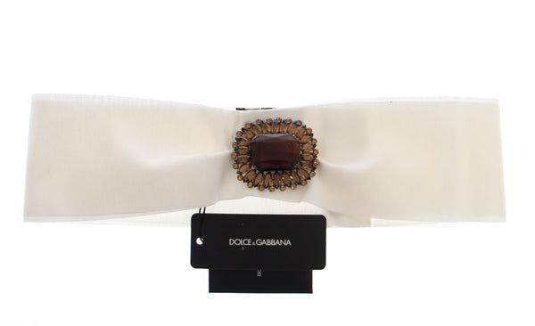 White Crystal Brass Wide Waist Runway Belt