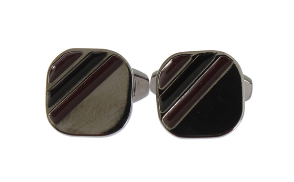 Silver Brass Multicolor Stone Cufflinks