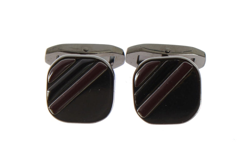 Silver Brass Multicolor Stone Cufflinks